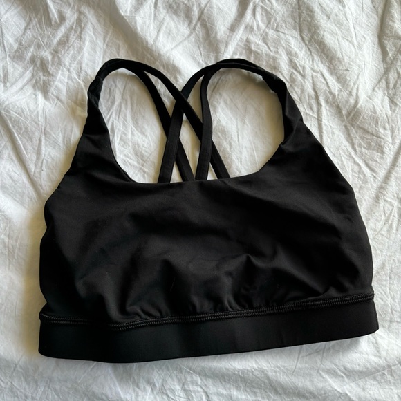 Lululemon Energy Bra Solid Black Sz 4 - Picture 1 of 3